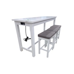 White Counter Height Table w 3 Backless Stools