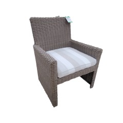 Outdoor Drifwood Color Wicker Chair Striped Cushion
