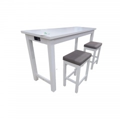 White Counter Height Table w 2 Backless Stools