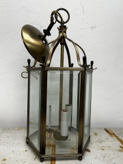 MCM Beveled Glass and Brass Lantern