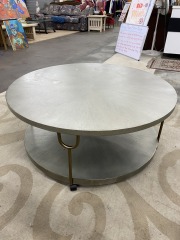 Modern Industrial Rolling Circular Coffee Table