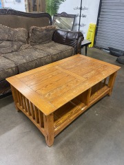 Oak Finish Mission-Style Coffee Table