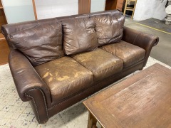 Loved Fluffy Leather Brown Couch