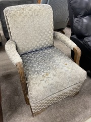 Crushed Blue Leaf Velvet Armchair