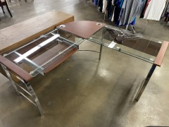 Wood Look & Chrome L-Shape Desk (Each)