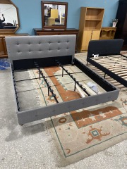 Grey Tufted California King Bed Frame