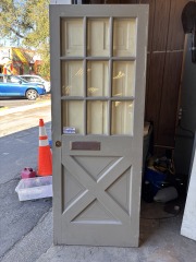 Wood Door with 9 Lites and Cross Panel
