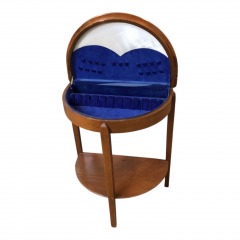 Vintage Mahogany Demilune Table with Flatware Storage