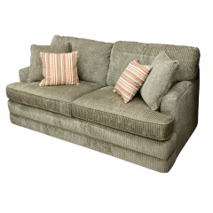Sage Green Corduroy -Style Sofa W\/ 4 Pillows