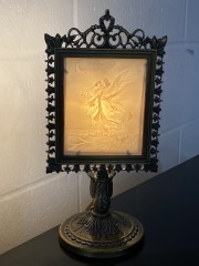 Victorian Style Porcelain Lithopane Guardian Angel Lamp