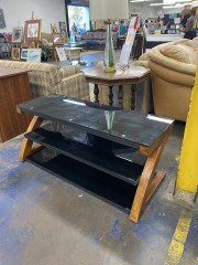 Black Glass Three Tier Entertainment Center