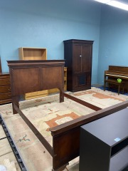 Solid Wood Queen\/Full Bed-Frame