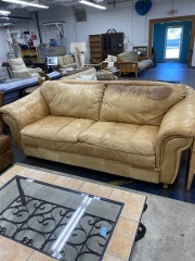 Patina Camel Leather Couch