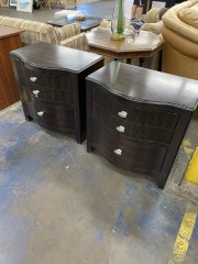 Modern Curvy Dark Wood Nightstands