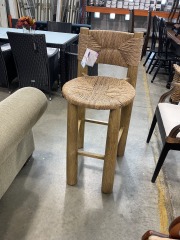 Woven and Wood Brown Ramona Stool