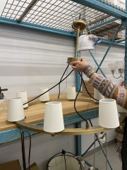 Brass Chadelier with Shades