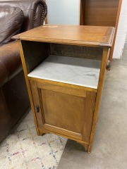 Vintage Solid Wood Cabinet with Marble Shelf