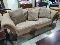Tan Sofa w\/Floral Pillows                 2736
