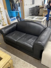 Black Leather Ethan Allen Loveseat