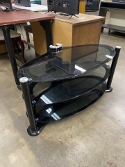 Ovalicious Black Glass 3-Tier Entertainment Center