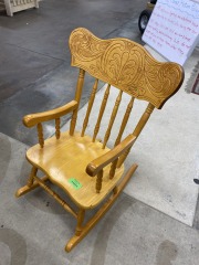 Vintage Light Wood Childs Rocking Chair