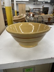Vintage Yellow Striped Mixing Bowl