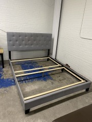 Gray Upholstered Queen Bed Frame