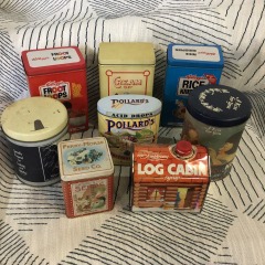 Vintage advertising tins