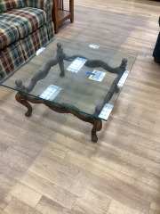 VINTAGE STYLE CARVED WOOD BASE 36X36\