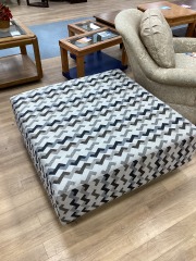 LARGE GRAY AND BROWN 40X40 OTTOMAN