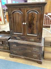 DARK BROWN PINE ARMOIRE