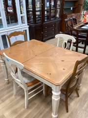 BEIGE FRAMED PINE TOP KITCHEN TABLE