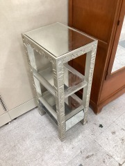 SILVER 3 MIRROR TIERED SHELF UNIT