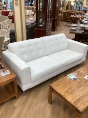 WHITE FAUX LEATHER COUCH