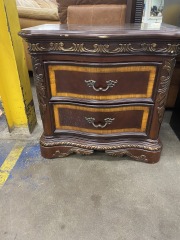 Ornate Nightstand with Gold Accents