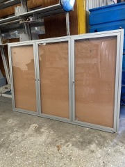 Enclosed Three Door Bulletin Board with Keys (72x48)