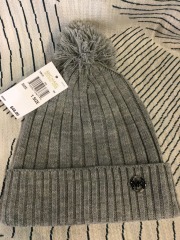 Michael Michael Kors Women's Ribbed Pom Beanie in Gray.