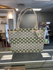 Green and Blue Woven Tote