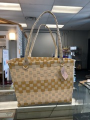Tan Woven Tote Bag