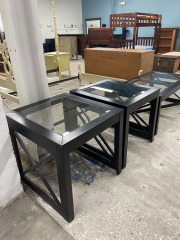 Black Farmhouse Glasstop Side Tables (Each)
