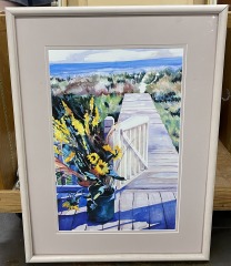 Bouquet on the Dock Watercolor Print