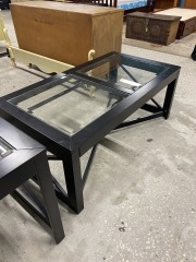 Black Farmhouse Glasstop Coffee Table