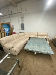 Shell Pink Leather Recliner & Sleeper Sectional