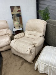 Shell Pink Leather Rocker Recliner