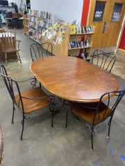 Winding Wrought Iron Wood Dining Set