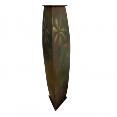 Metal Floor Vase W\/Tropical Palm Artwork