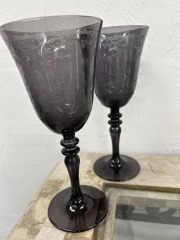 Vintage Grey Glass Goth Goblets (Set of 2)