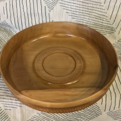 hand-turned wooden bowl made from oak, signed and numbered as #503 by the artisan.
