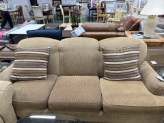 Tan traditional 3-cushion sofa