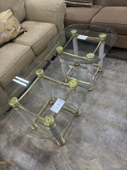 Glass\/Brass End Table
